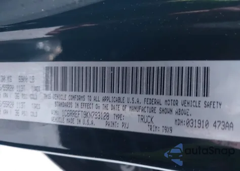 2019 Ram 1500 Big Horn/Lone Star 4X2 5'7 Box from USA, damaged, VIN 1C6RREFT9KN793128